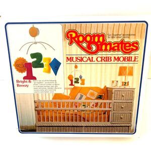 Baby Crib Musical Mobile ROOMMATES Bright & Breezy 123 Go Round in Box Vintage
